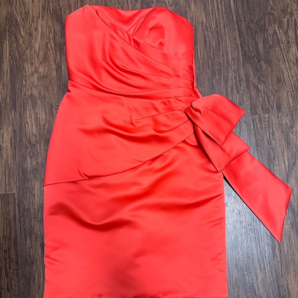Mori Lee Red Satin Mini Dress – Size 13/14 – Valentine’s Day Ready ❤️